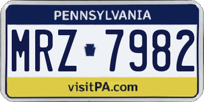 PA license plate MRZ7982