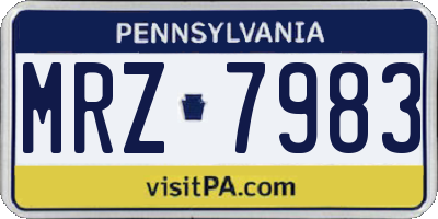 PA license plate MRZ7983
