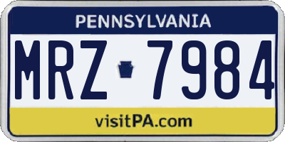 PA license plate MRZ7984