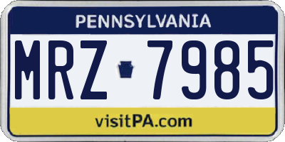 PA license plate MRZ7985