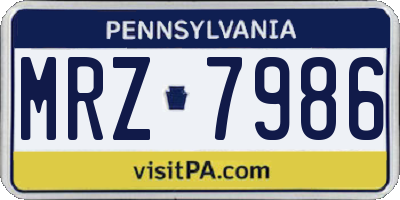 PA license plate MRZ7986