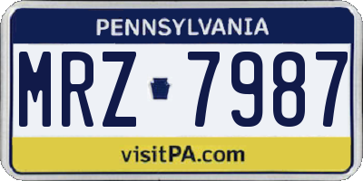PA license plate MRZ7987