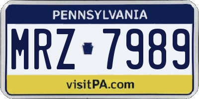 PA license plate MRZ7989