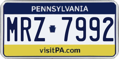 PA license plate MRZ7992