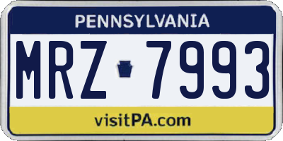 PA license plate MRZ7993
