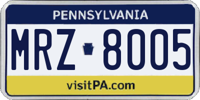 PA license plate MRZ8005