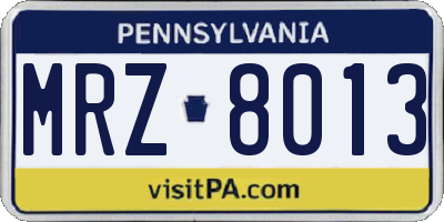 PA license plate MRZ8013