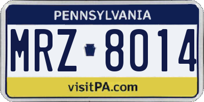 PA license plate MRZ8014