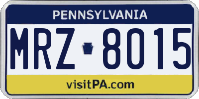 PA license plate MRZ8015