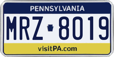 PA license plate MRZ8019