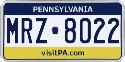 PA license plate MRZ8022