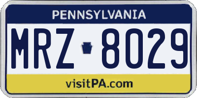PA license plate MRZ8029