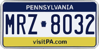 PA license plate MRZ8032