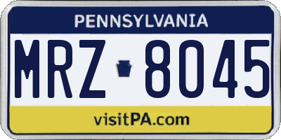 PA license plate MRZ8045