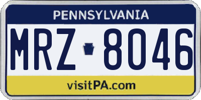 PA license plate MRZ8046