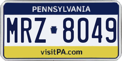 PA license plate MRZ8049