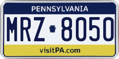 PA license plate MRZ8050