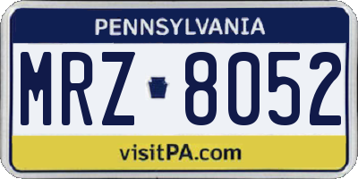 PA license plate MRZ8052