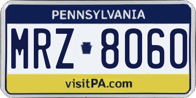 PA license plate MRZ8060