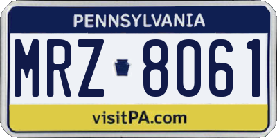 PA license plate MRZ8061