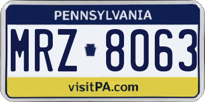 PA license plate MRZ8063