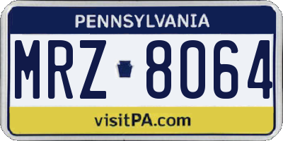 PA license plate MRZ8064