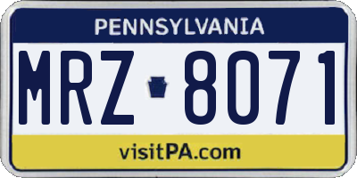 PA license plate MRZ8071