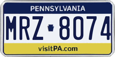 PA license plate MRZ8074