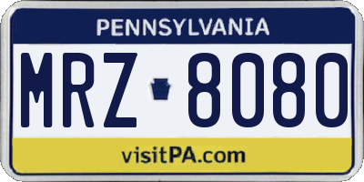 PA license plate MRZ8080