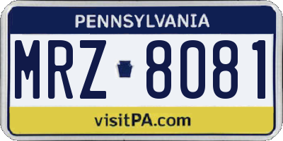 PA license plate MRZ8081