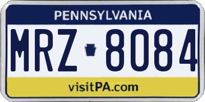 PA license plate MRZ8084