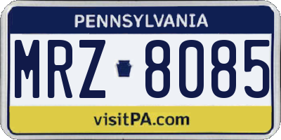PA license plate MRZ8085