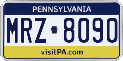 PA license plate MRZ8090