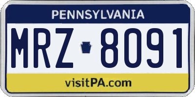 PA license plate MRZ8091