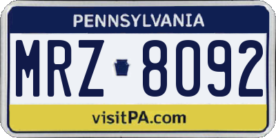 PA license plate MRZ8092