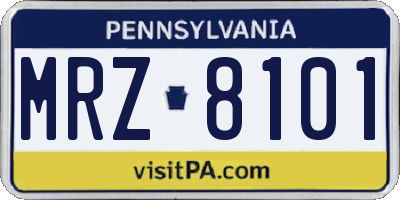 PA license plate MRZ8101