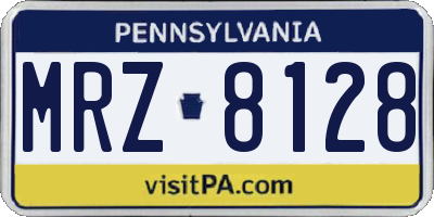PA license plate MRZ8128