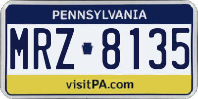 PA license plate MRZ8135