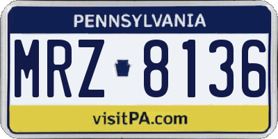 PA license plate MRZ8136