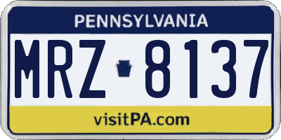 PA license plate MRZ8137