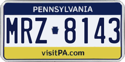 PA license plate MRZ8143