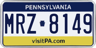 PA license plate MRZ8149