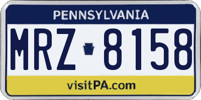 PA license plate MRZ8158