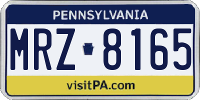 PA license plate MRZ8165