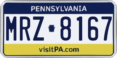 PA license plate MRZ8167