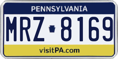 PA license plate MRZ8169
