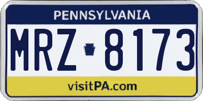 PA license plate MRZ8173