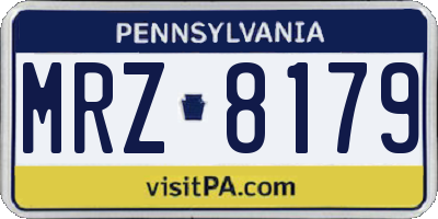 PA license plate MRZ8179