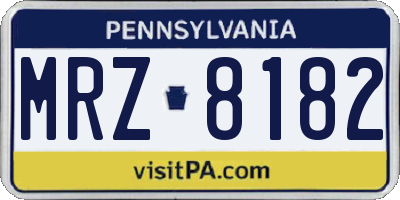 PA license plate MRZ8182