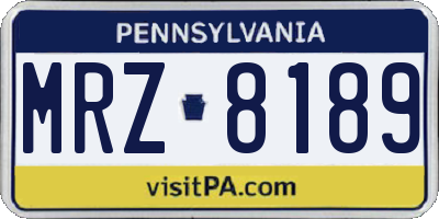 PA license plate MRZ8189